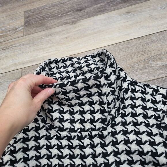 Talbots Women Wool Blend Jacket Coat Black White Houndstooth Shawl Collar 8p - Picture 9 of 13